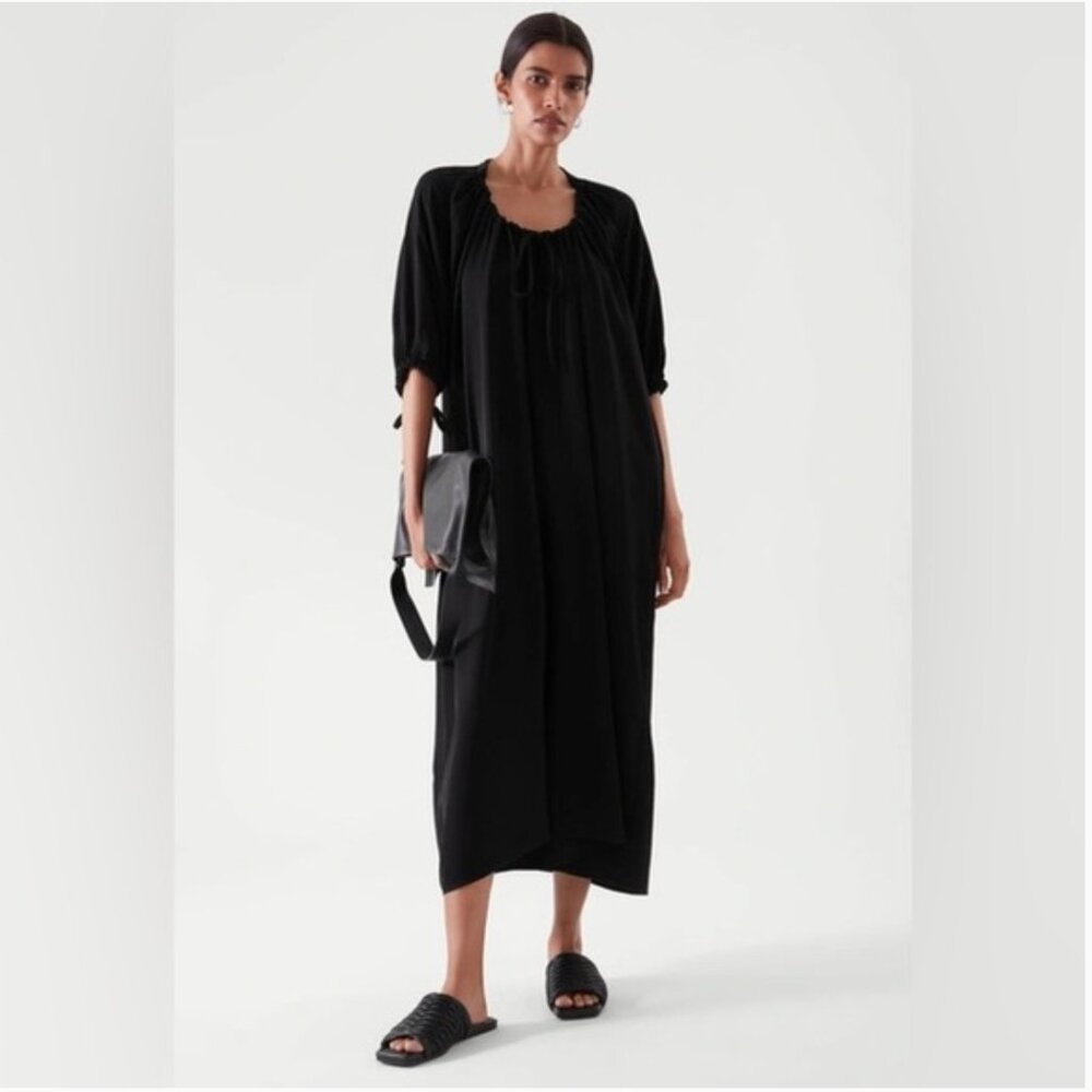 COS black drawstring dress size 8